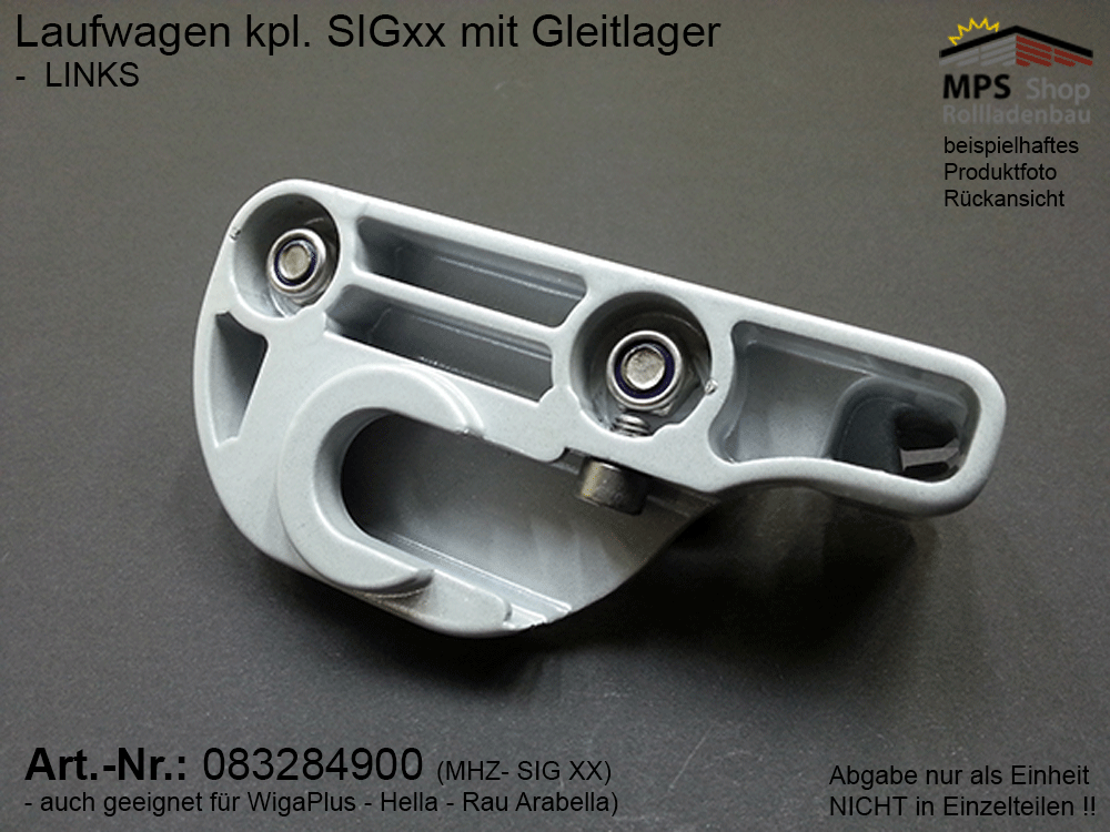 Laufwagen, links, kpl. mit Gleitlager - SIGXX / WIGA – Bild 2