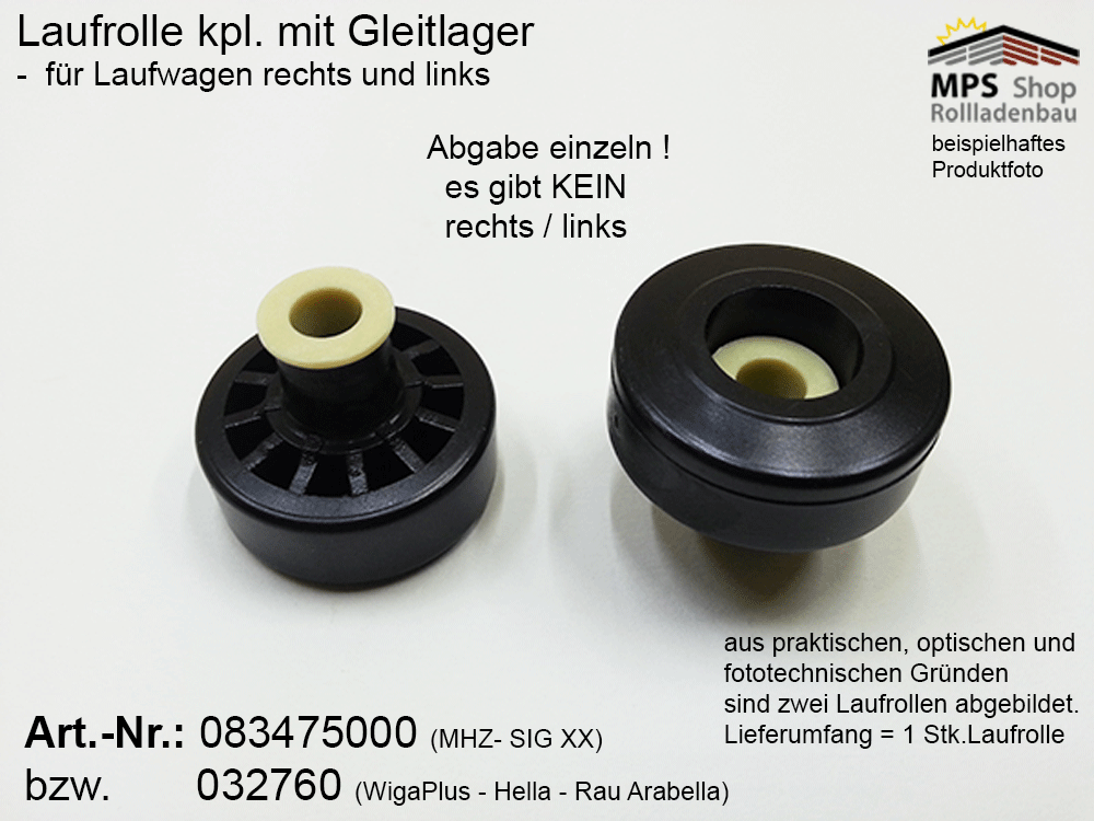 Laufrolle mit Gleitlager - für Laufwagen, SIGXX