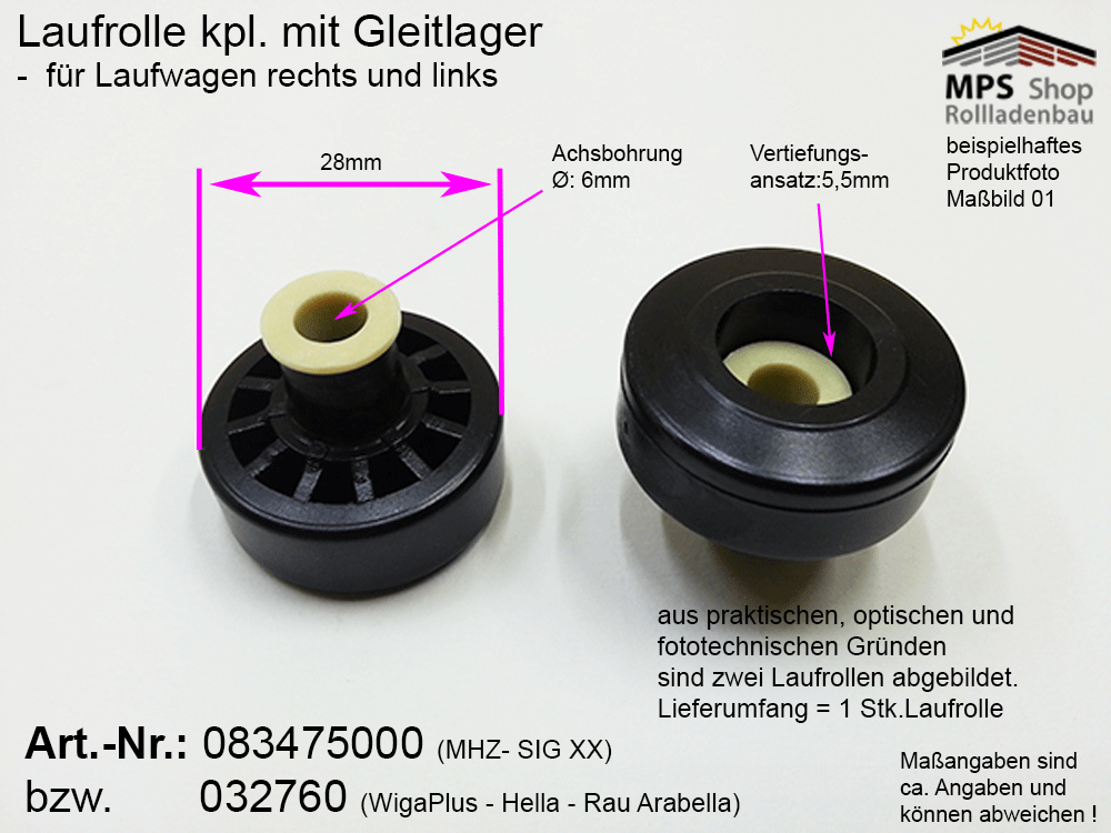 Laufrolle mit Gleitlager - für Laufwagen, SIGXX – Bild 3