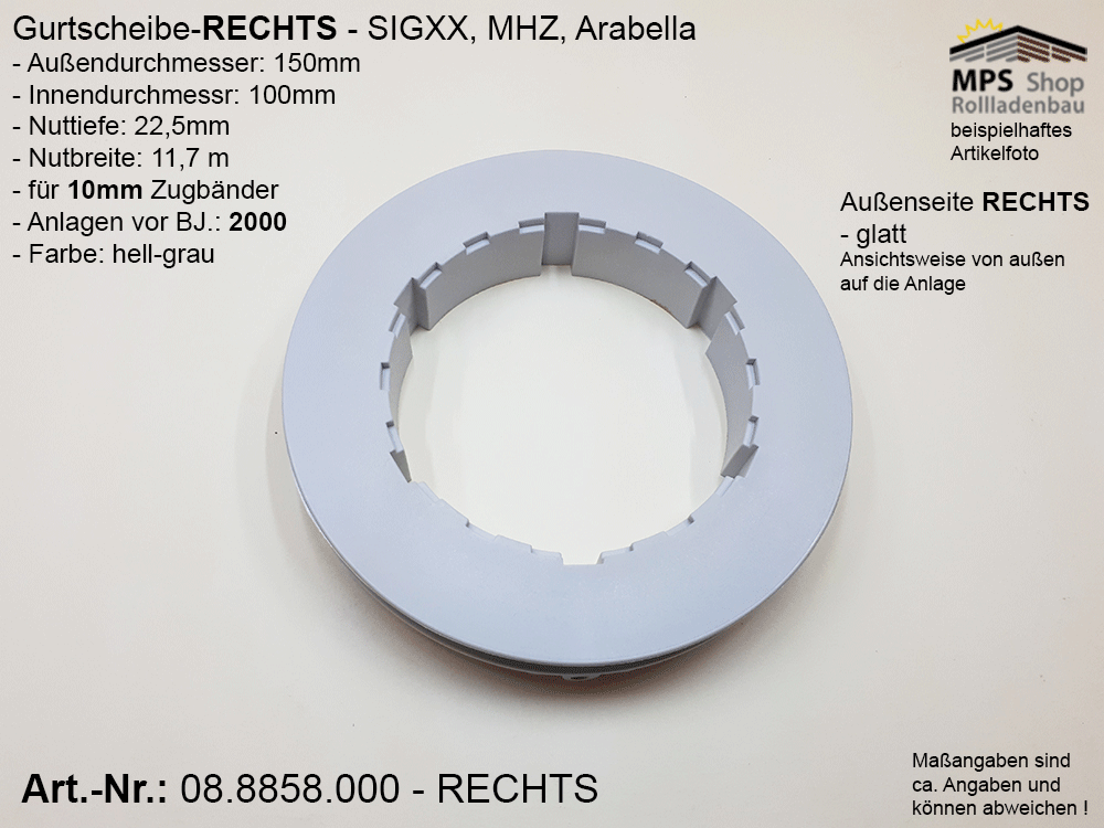 Gurtscheibe WIGA, rechts - z.B. für SIGXX,MHZ; WigaPlus Rau Arabella vor BJ2000
