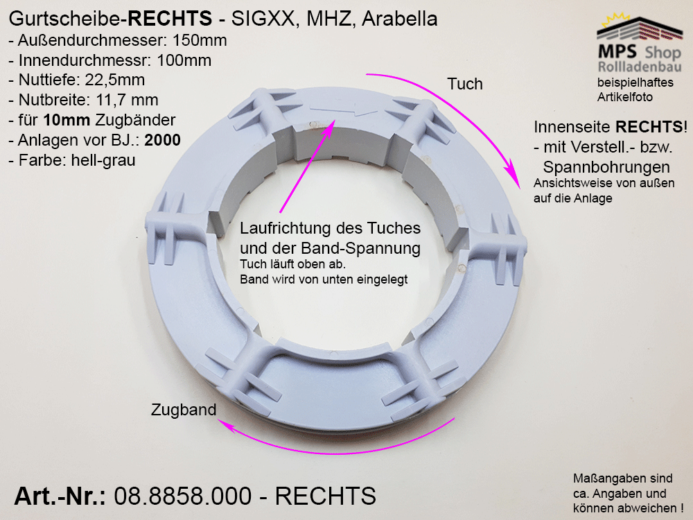 Gurtscheibe WIGA, rechts - z.B. für SIGXX,MHZ; WigaPlus Rau Arabella vor BJ2000 – Bild 2