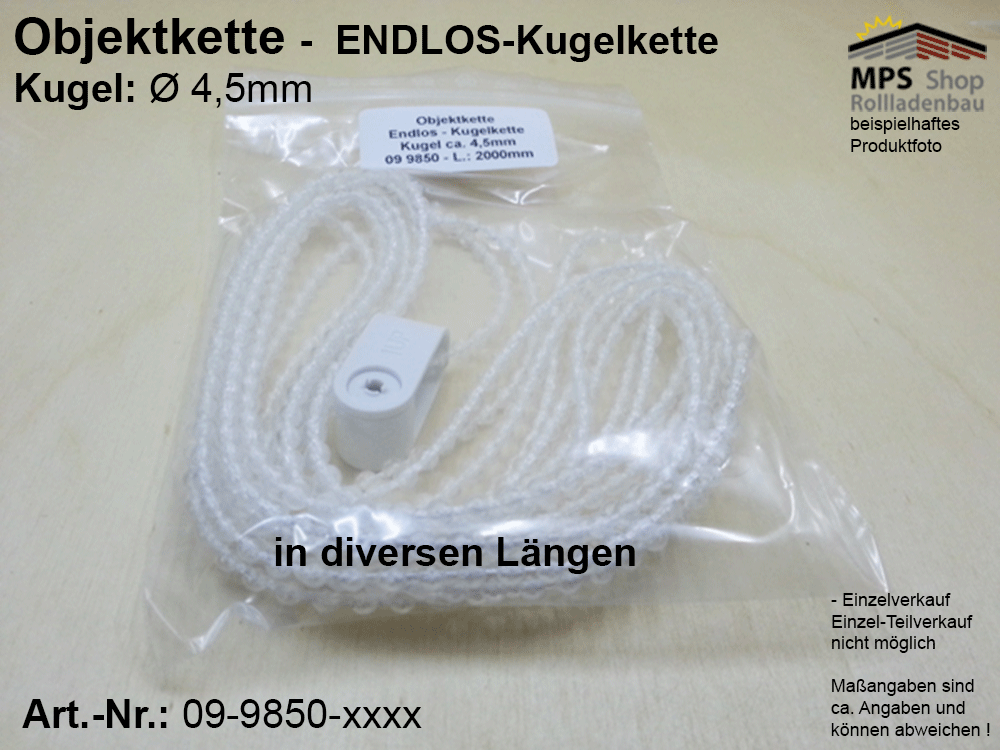 Objektkette - endlos, Kugel Ø 4,5mm (div. längen)