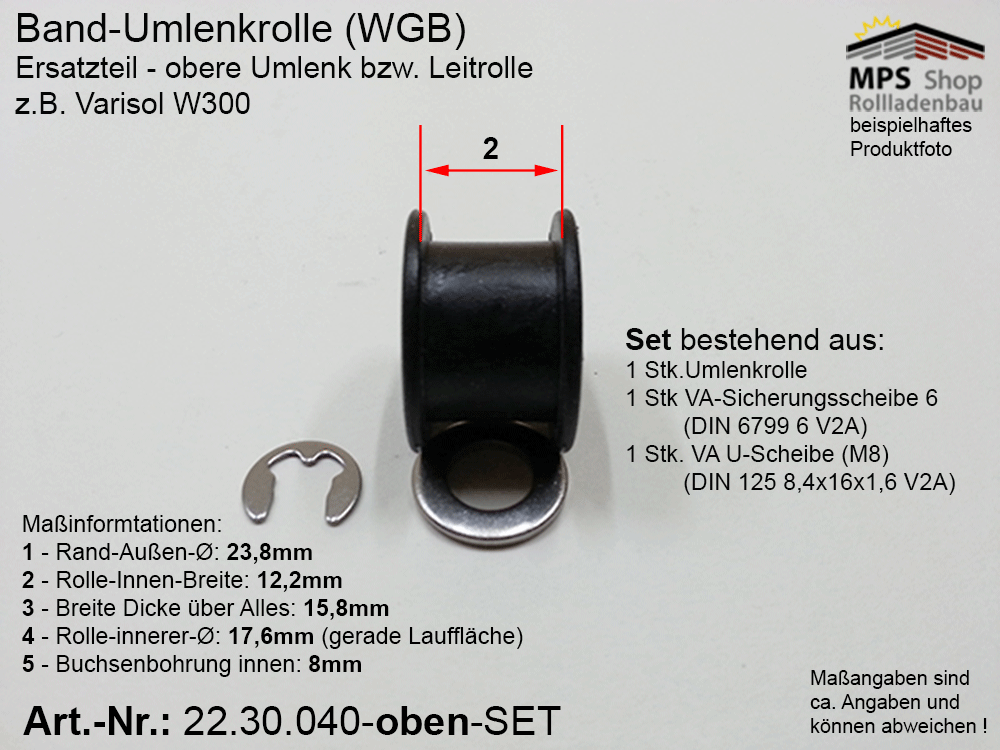 Umlenkrolle, Oben, Set - für WGB 12mm Zugband – Bild 3