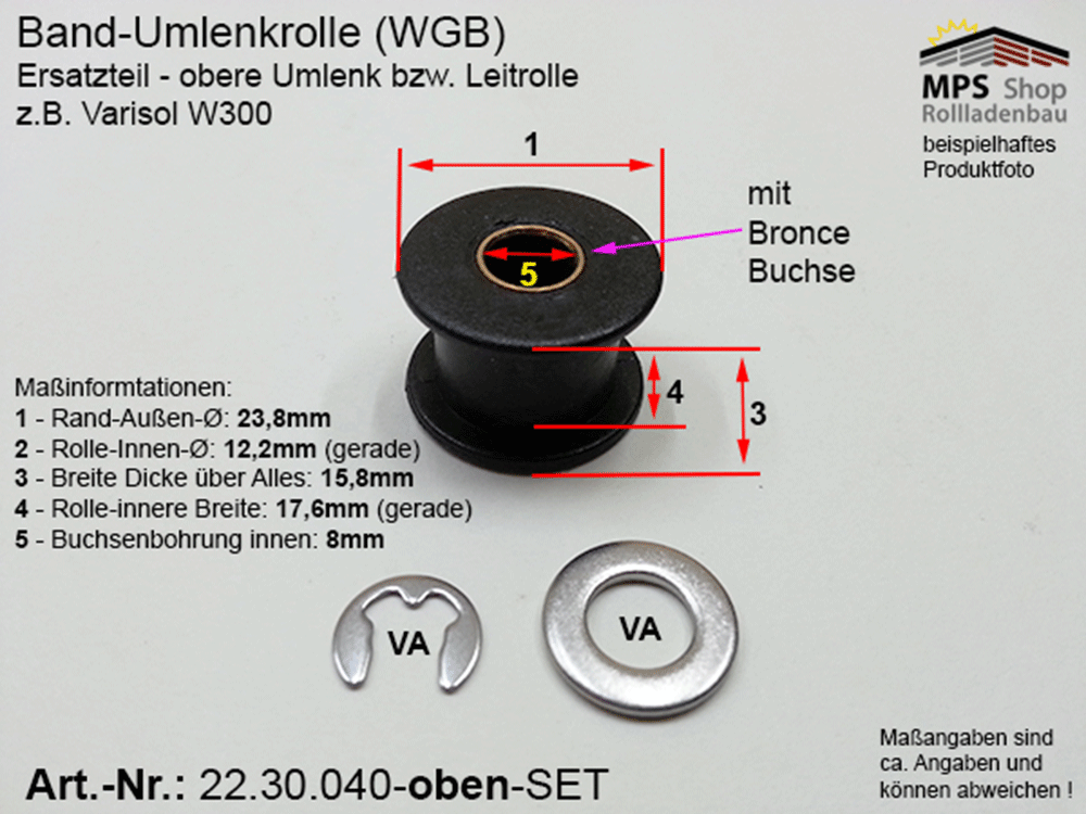 Umlenkrolle, Oben, Set - für WGB 12mm Zugband – Bild 4