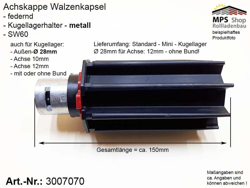 Achskappe, Walzenkapsel federnd SW60, verstärkt - Roma – Bild 3