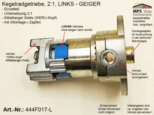 444F017-L Kegelradgetriebe 2:1 WERU