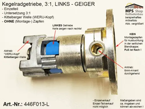 446F013-L Kegelradgetriebe 3:1 WERU