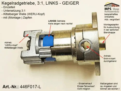 446F017-L Kegelradgetriebe 3:1 WERU