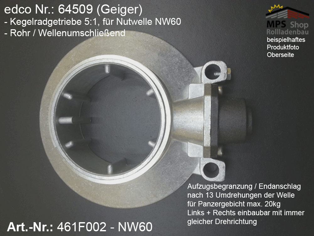 Wellenumschließendes Kegelradgetriebe mit AB, NW60, 5:1