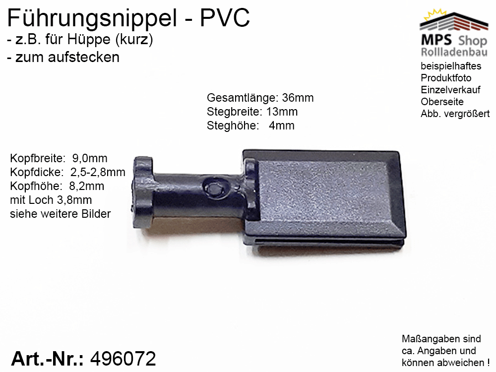 Führungsnippel PVC schwarz, kurz - z.B. Hüppe – Bild 2