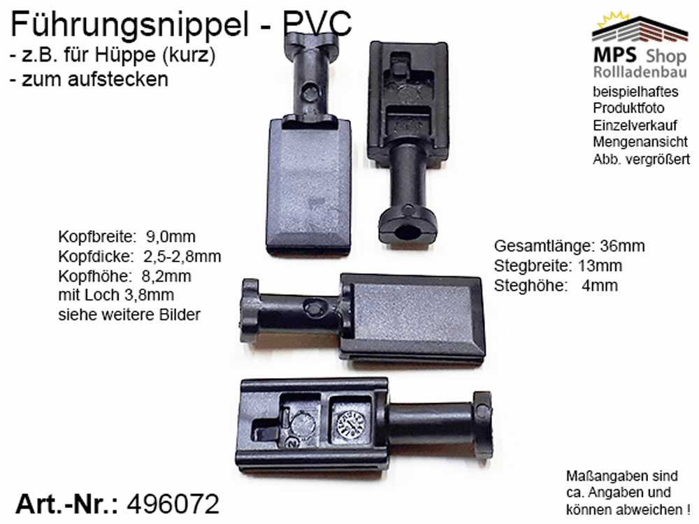 Führungsnippel PVC schwarz, kurz - z.B. Hüppe – Bild 3