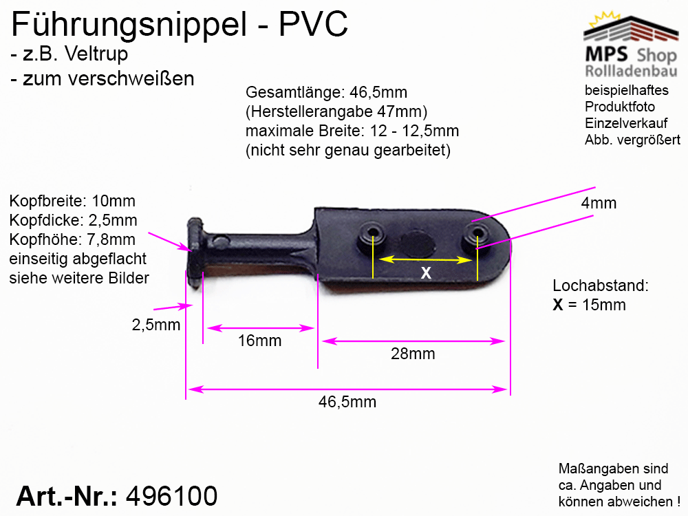 Führungsnippel PVC, schwarz - z.B. Veltrup