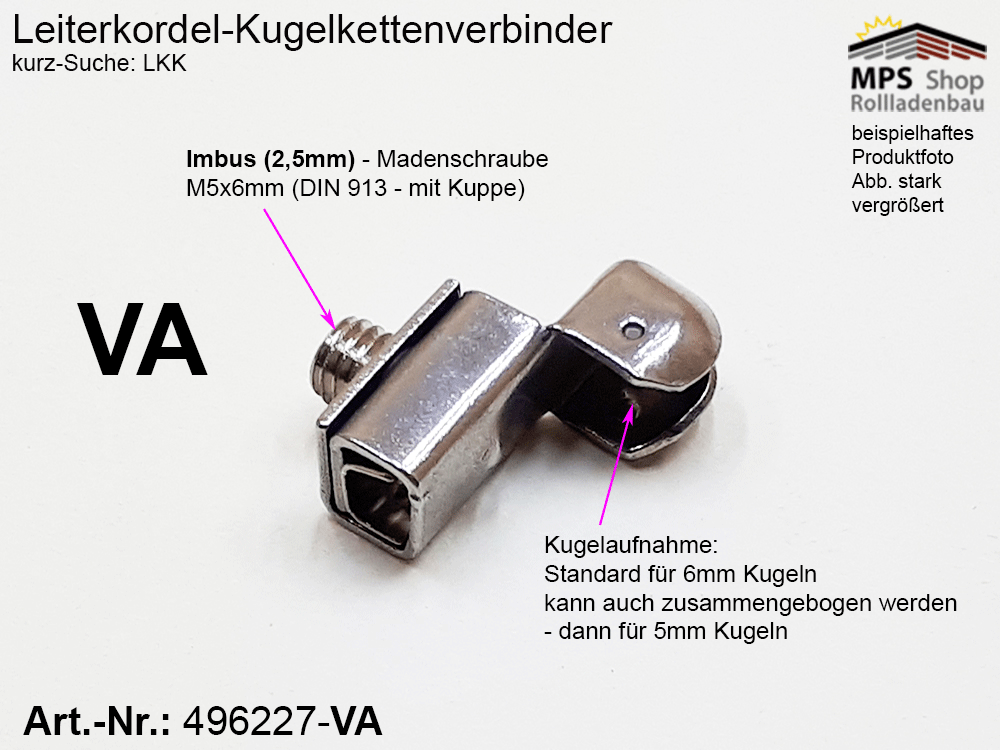 Leiterkordel-Kugelketten-Verbinder (LKKKV-VA), Edelstahl (VA) – Bild 2