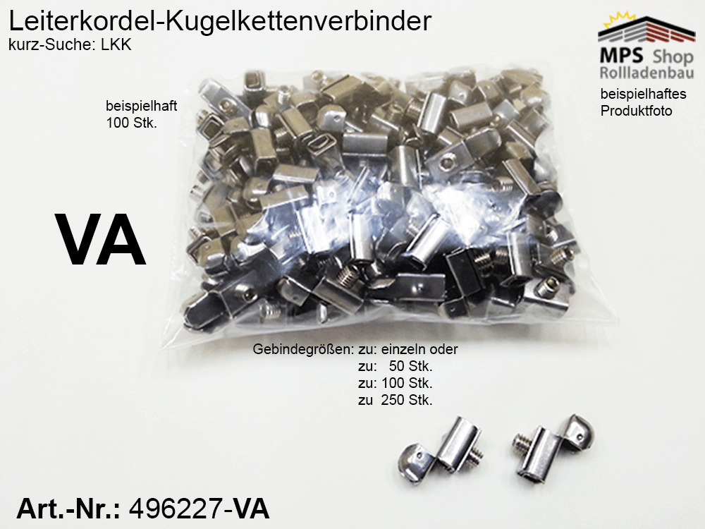 Leiterkordel-Kugelketten-Verbinder (LKKKV-VA), Edelstahl (VA)