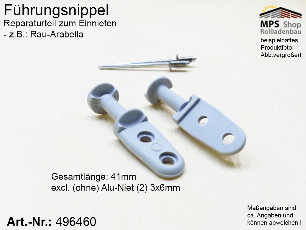 Führungsnippel PVC, grau - z.B. Rau Arabella