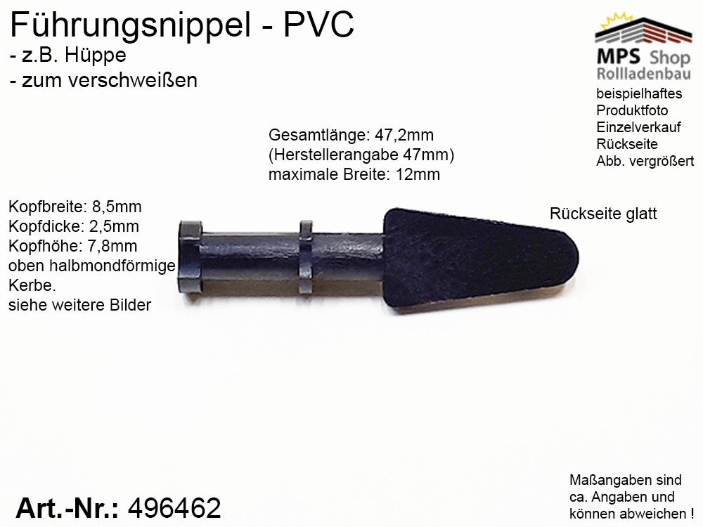 Führungsnippel PVC, lang, schwarz - z.B. Hüppe – Bild 2