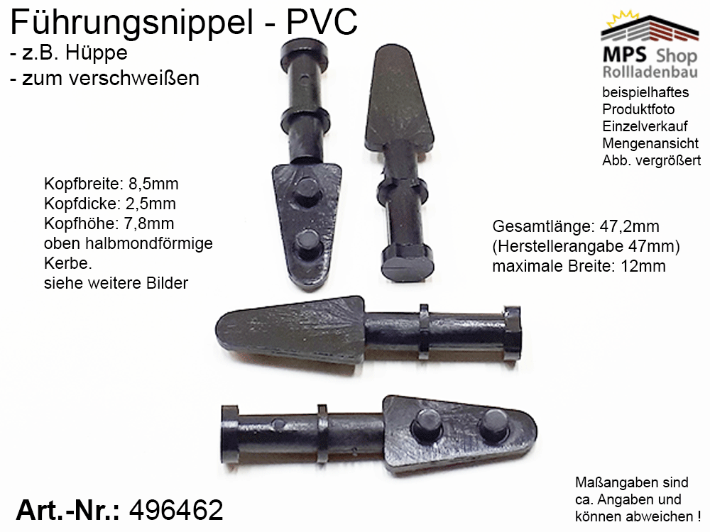 Führungsnippel PVC, lang, schwarz - z.B. Hüppe – Bild 3