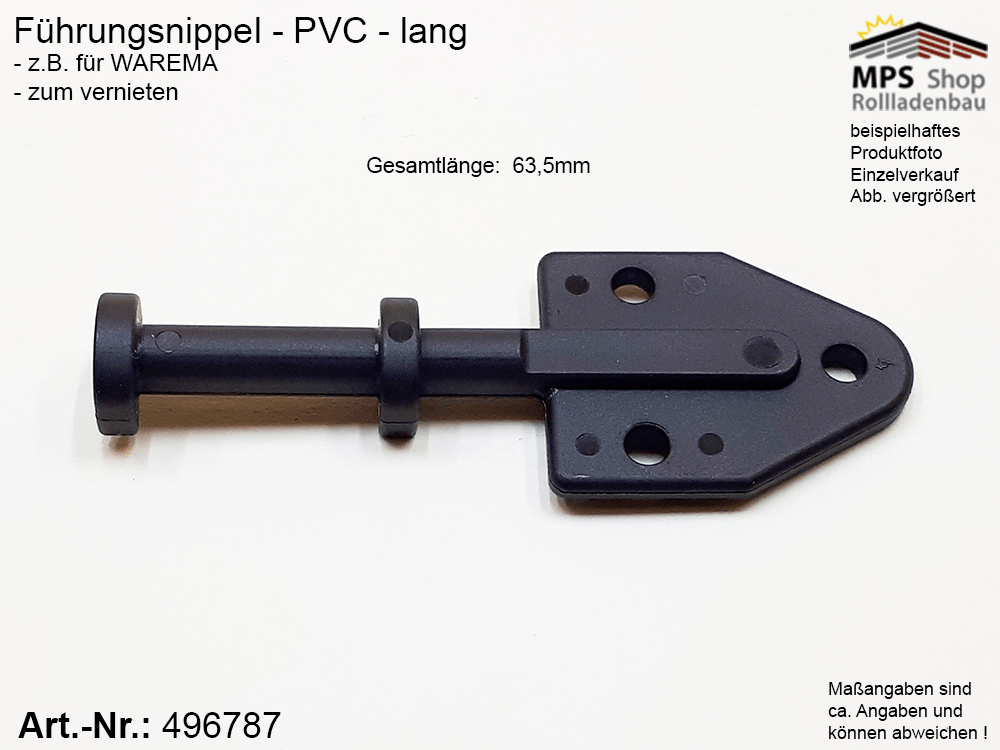 Führungsnippel PVC, schwarz, lang - z.B. Warema