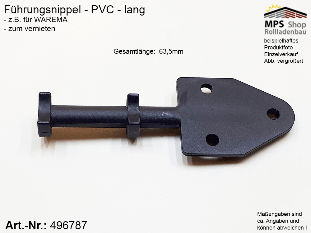 Führungsnippel PVC, schwarz, lang - z.B. Warema – Bild 2