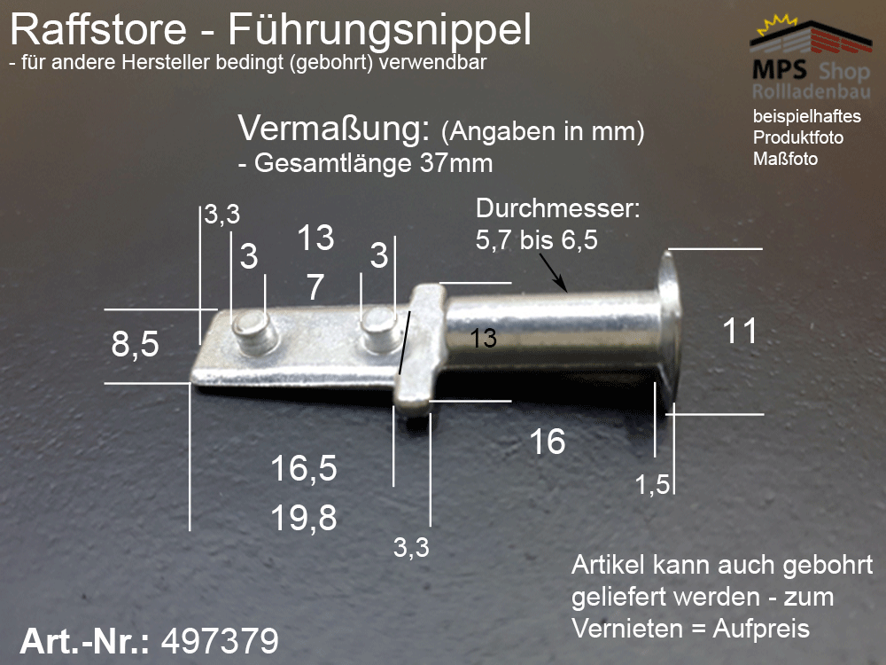 Führungsnippel Metall, kurz