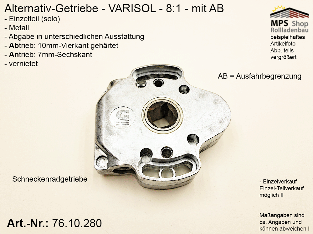 Schneckengetriebe 8:1, mit AB - metall, GEIGER Varisol (Alternative zu IMBAC) – Bild 11