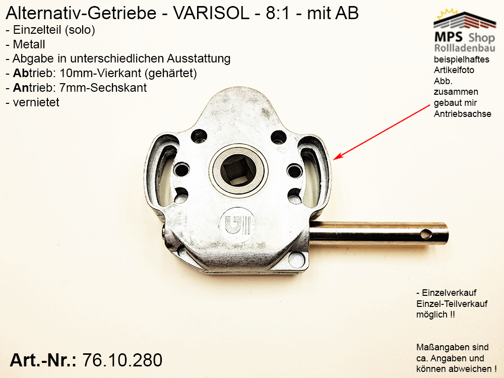Schneckengetriebe 8:1, mit AB - metall, GEIGER Varisol (Alternative zu IMBAC) – Bild 7