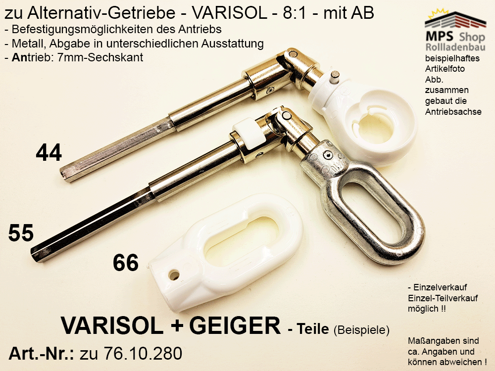 Schneckengetriebe 8:1, mit AB - metall, GEIGER Varisol (Alternative zu IMBAC) – Bild 5