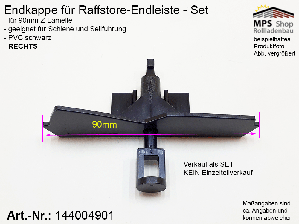 Endkappe PVC-schwarz, 90mm - Z-Lamelle Endleiste (links/rechts) – Bild 3