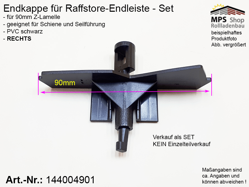 Endkappe PVC-schwarz, 90mm - Z-Lamelle Endleiste (links/rechts) – Bild 4