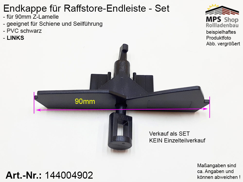 Endkappe PVC-schwarz, 90mm - Z-Lamelle Endleiste (links/rechts)
