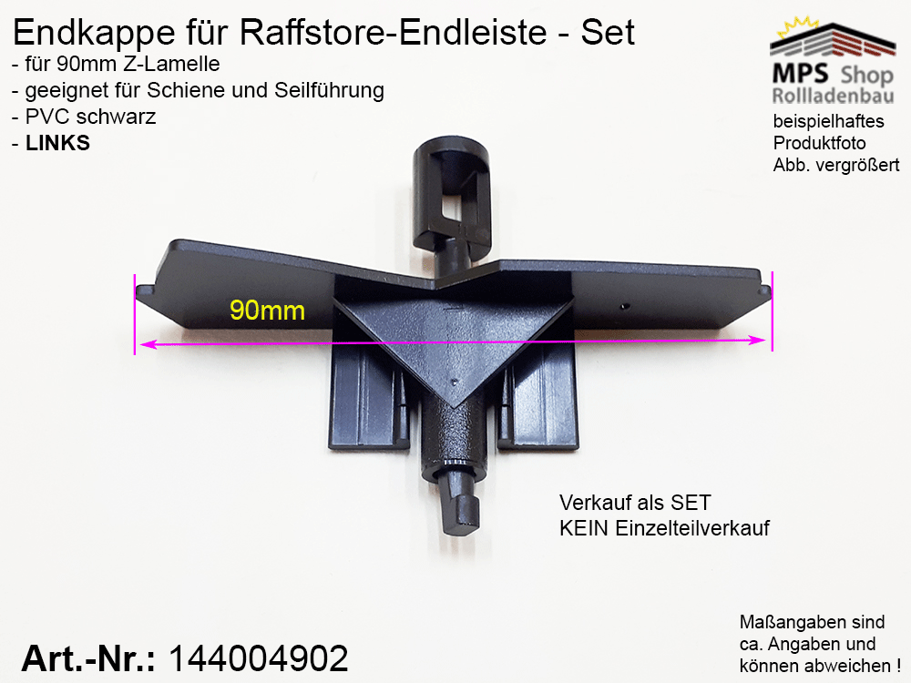 Endkappe PVC-schwarz, 90mm - Z-Lamelle Endleiste (links/rechts) – Bild 2