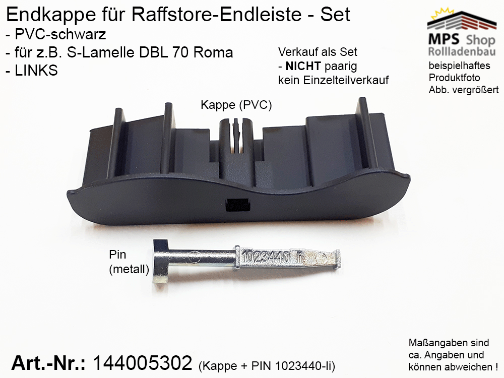 Endkappe S-Lamelle PVC, schwarz, DBL 70mm - ROMA (links/rechts) – Bild 4
