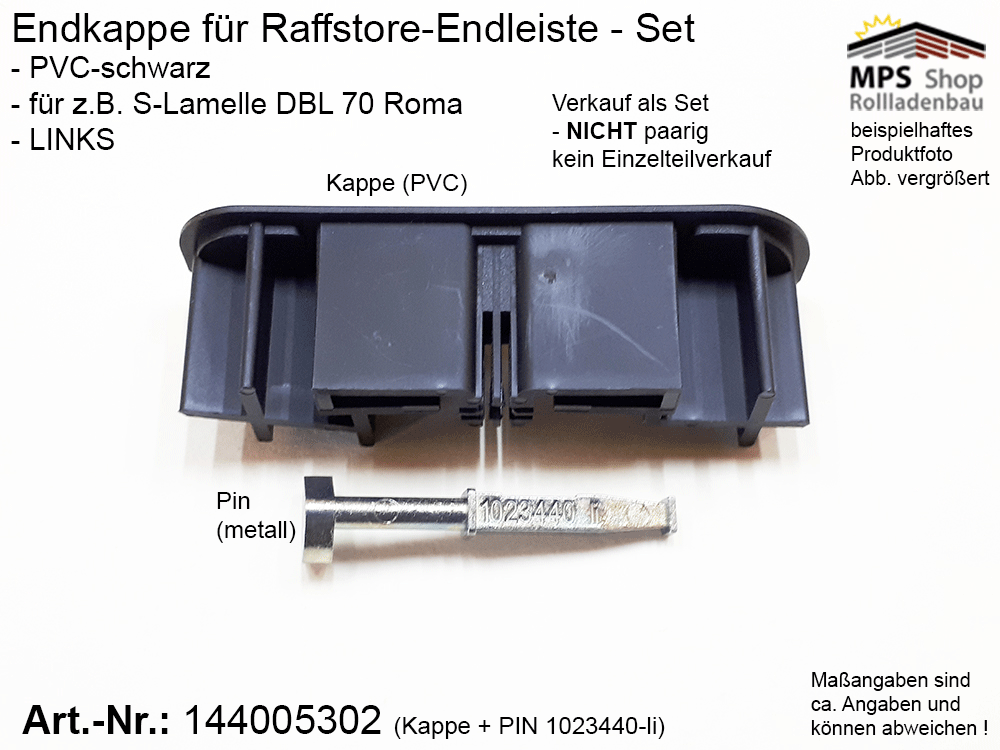Endkappe S-Lamelle PVC, schwarz, DBL 70mm - ROMA (links/rechts) – Bild 5