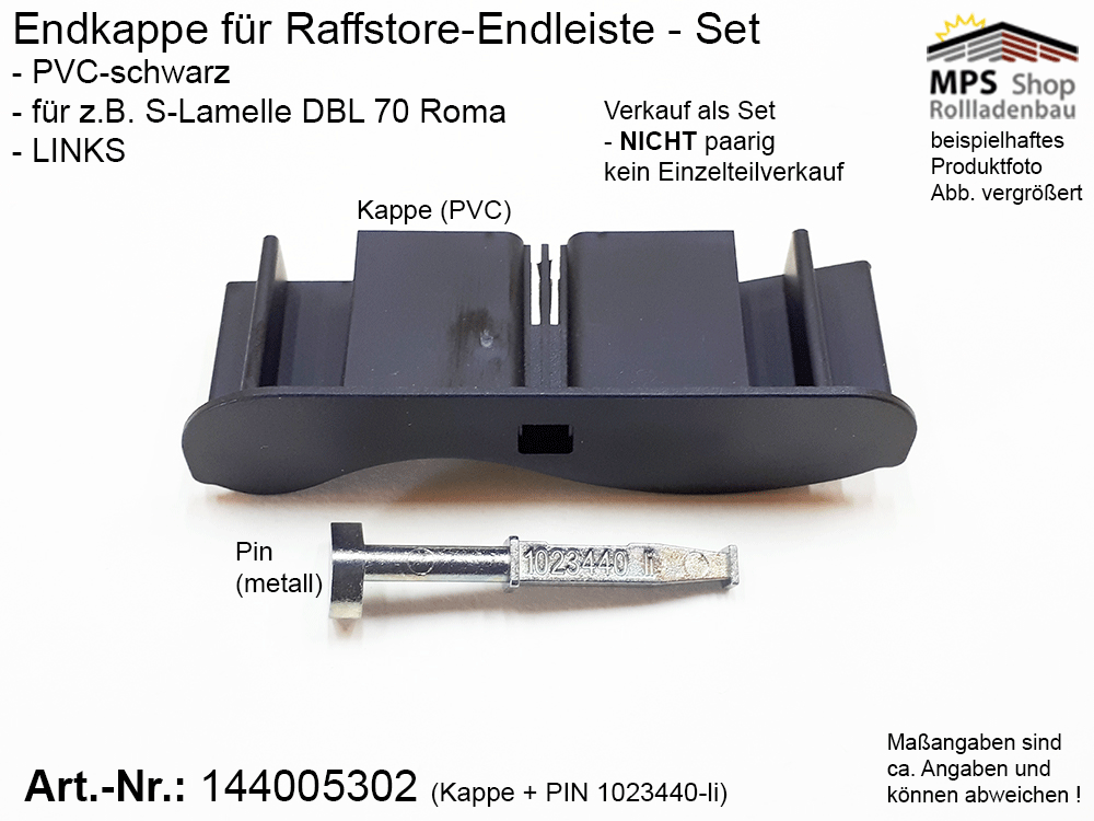 Endkappe S-Lamelle PVC, schwarz, DBL 70mm - ROMA (links/rechts) – Bild 6