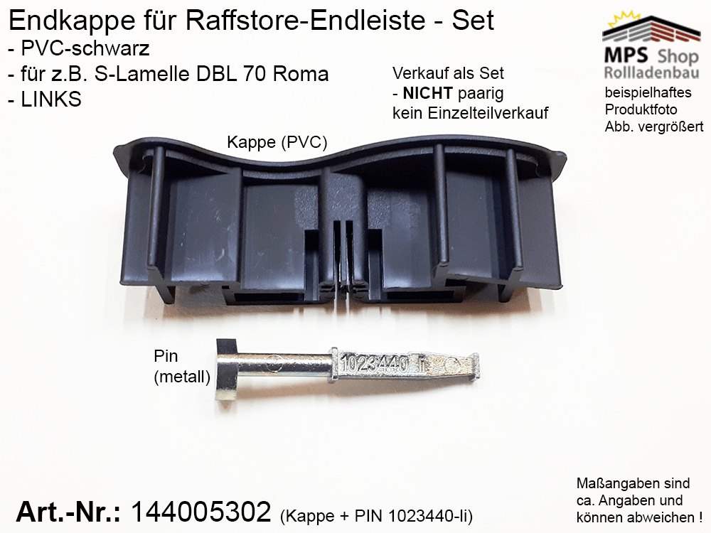 Endkappe S-Lamelle PVC, schwarz, DBL 70mm - ROMA (links/rechts) – Bild 7