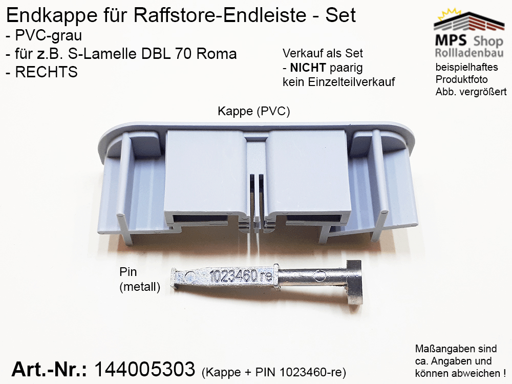 Endkappe S-Lamelle PVC, grau, DBL 70mm - ROMA (links/rechts) (Kopie) – Bild 6