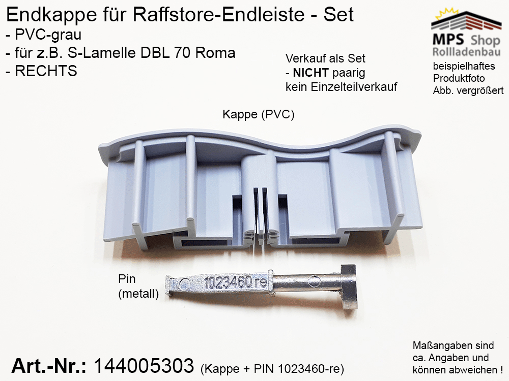 Endkappe S-Lamelle PVC, grau, DBL 70mm - ROMA (links/rechts) (Kopie) – Bild 8