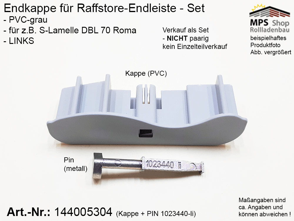 Endkappe S-Lamelle PVC, grau, DBL 70mm - ROMA (links/rechts) (Kopie)