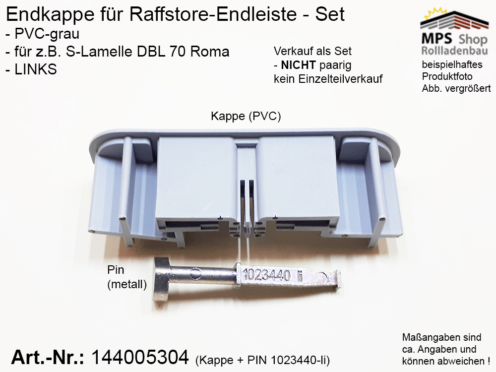 Endkappe S-Lamelle PVC, grau, DBL 70mm - ROMA (links/rechts) (Kopie) – Bild 2