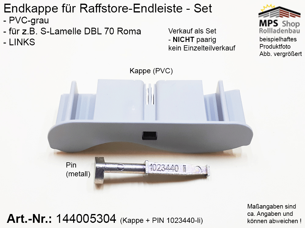 Endkappe S-Lamelle PVC, grau, DBL 70mm - ROMA (links/rechts) (Kopie) – Bild 3