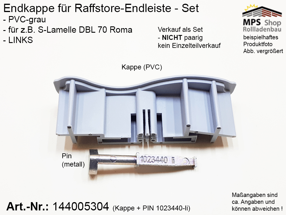Endkappe S-Lamelle PVC, grau, DBL 70mm - ROMA (links/rechts) (Kopie) – Bild 4