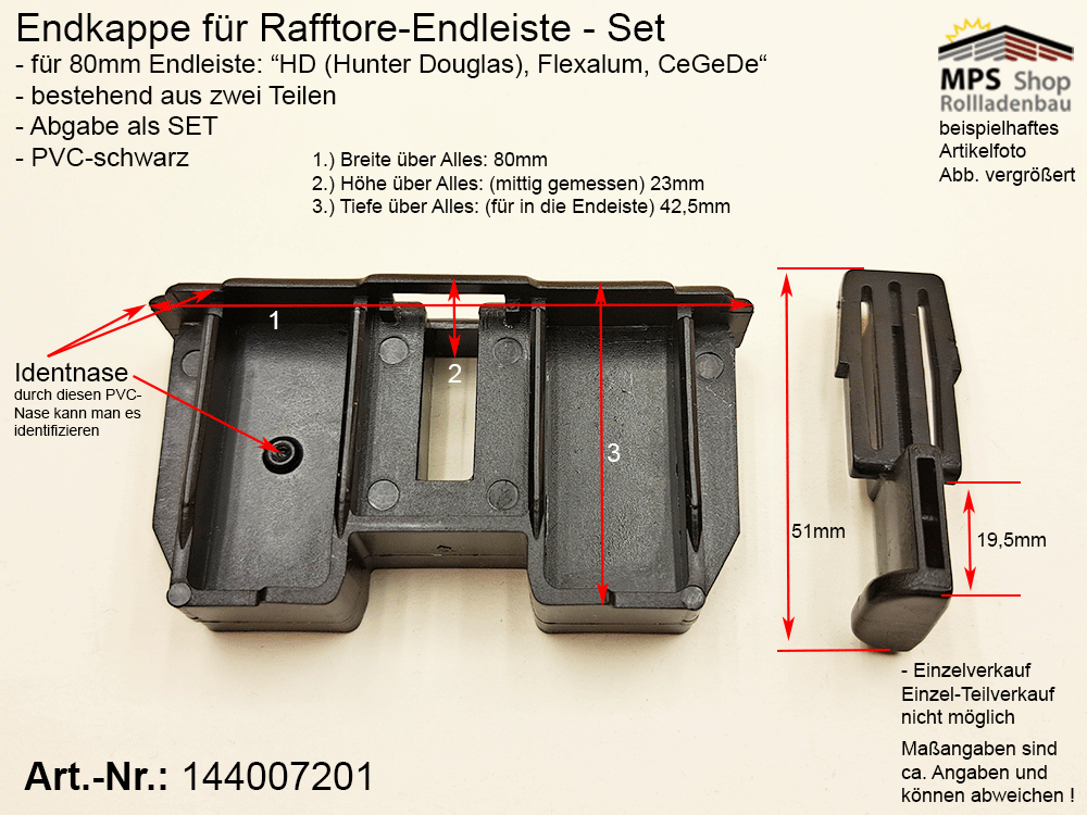 Endkappe 80mm, PVC schwarz - HD, Flexalum, CeGeDe