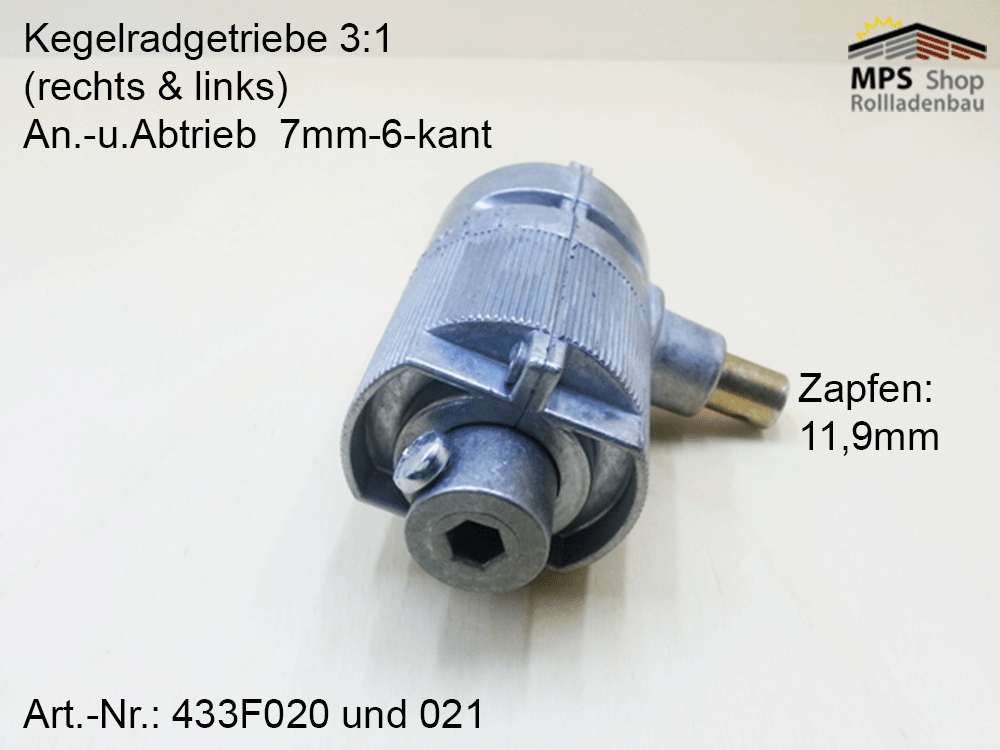 Kegelradgetriebe 3:1 - Innen-7mm-6kant (links/rechts) – Bild 2