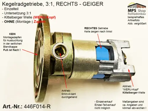 446F014-R Kegelradgetriebe 3:1 WERU