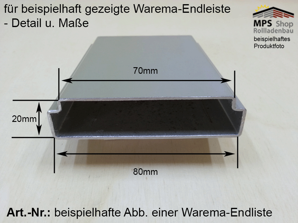 Endkappe 80x20mm, PVC schwarz, alte Ausführung - Warema – Bild 3