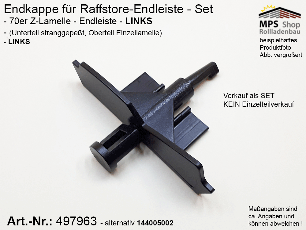 Endkappe für Z-Lamellen 70mm, PVC, schwarz (links/rechts) – Bild 2