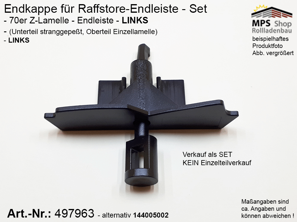 Endkappe für Z-Lamellen 70mm, PVC, schwarz (links/rechts) – Bild 3