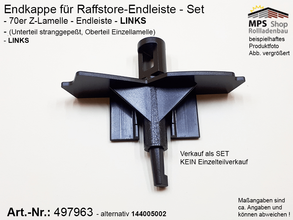 Endkappe für Z-Lamellen 70mm, PVC, schwarz (links/rechts) – Bild 4