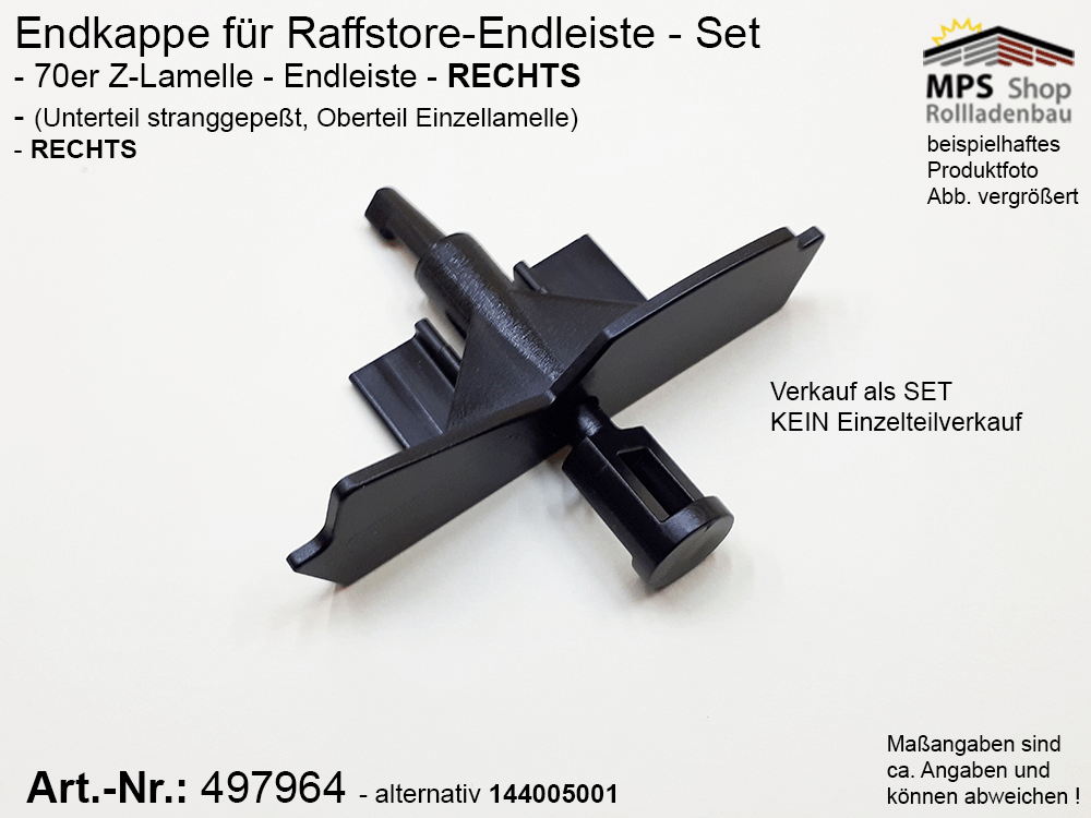 Endkappe für Z-Lamellen 70mm, PVC, schwarz (links/rechts)