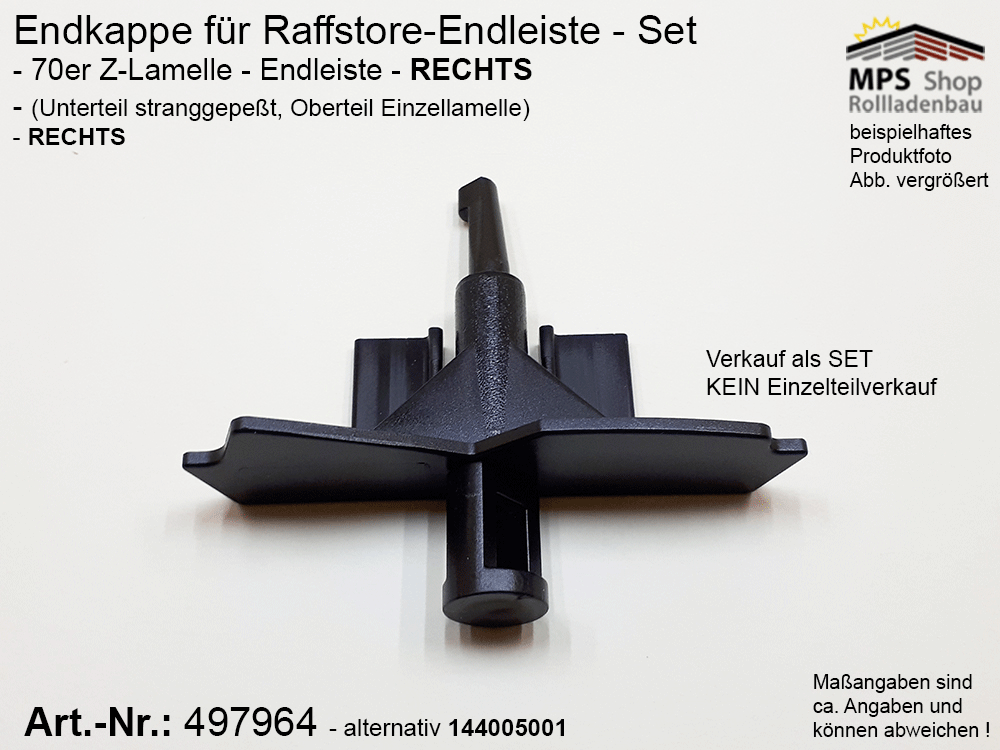Endkappe für Z-Lamellen 70mm, PVC, schwarz (links/rechts) – Bild 5
